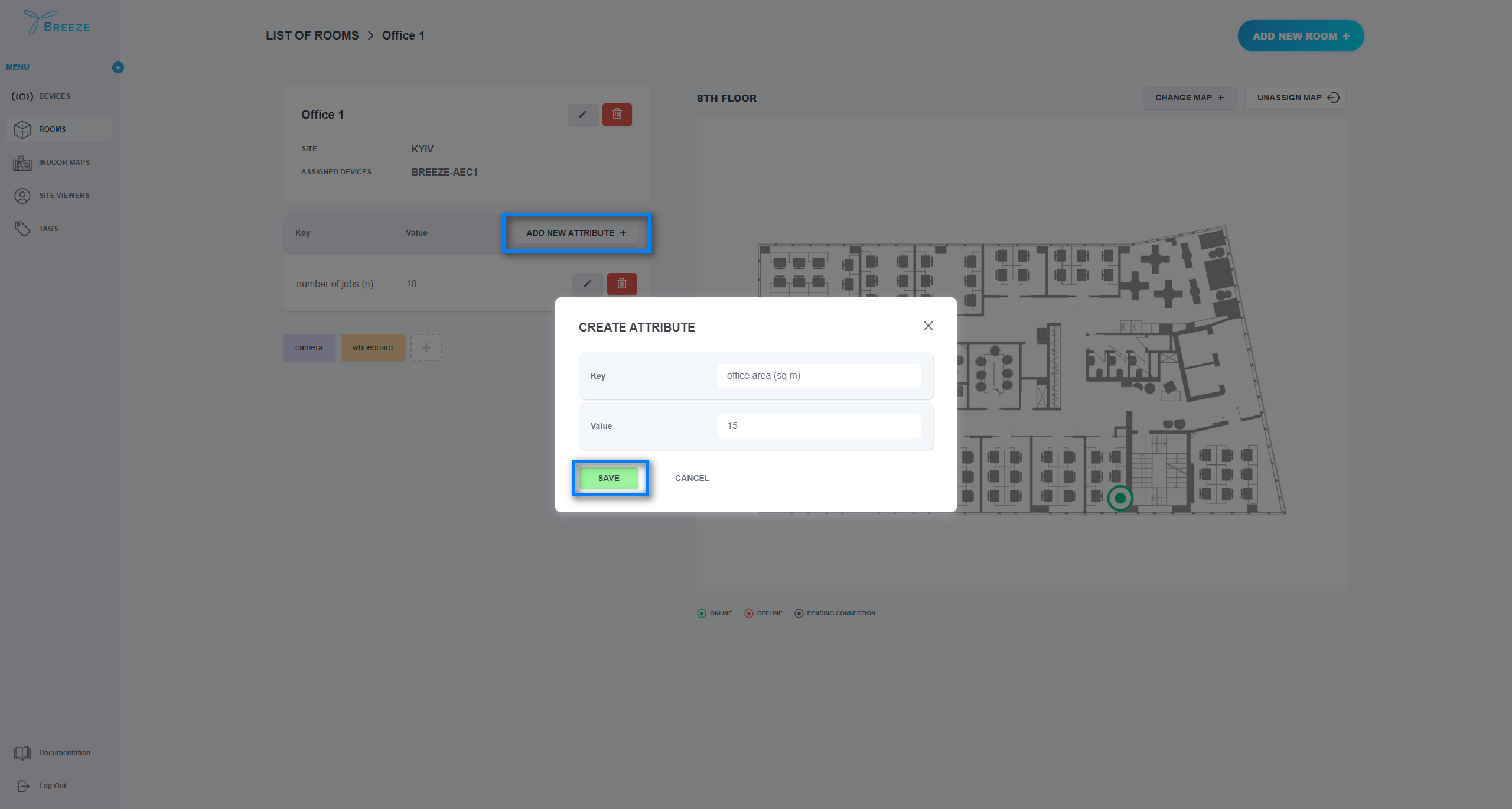 Figure 9. Adding a new Attribute for Room view