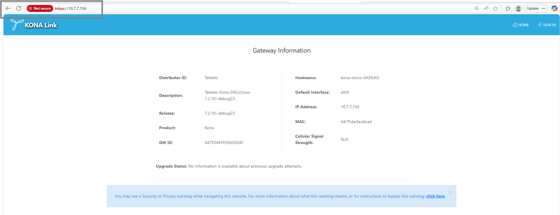 Kona Link launched using IP Address