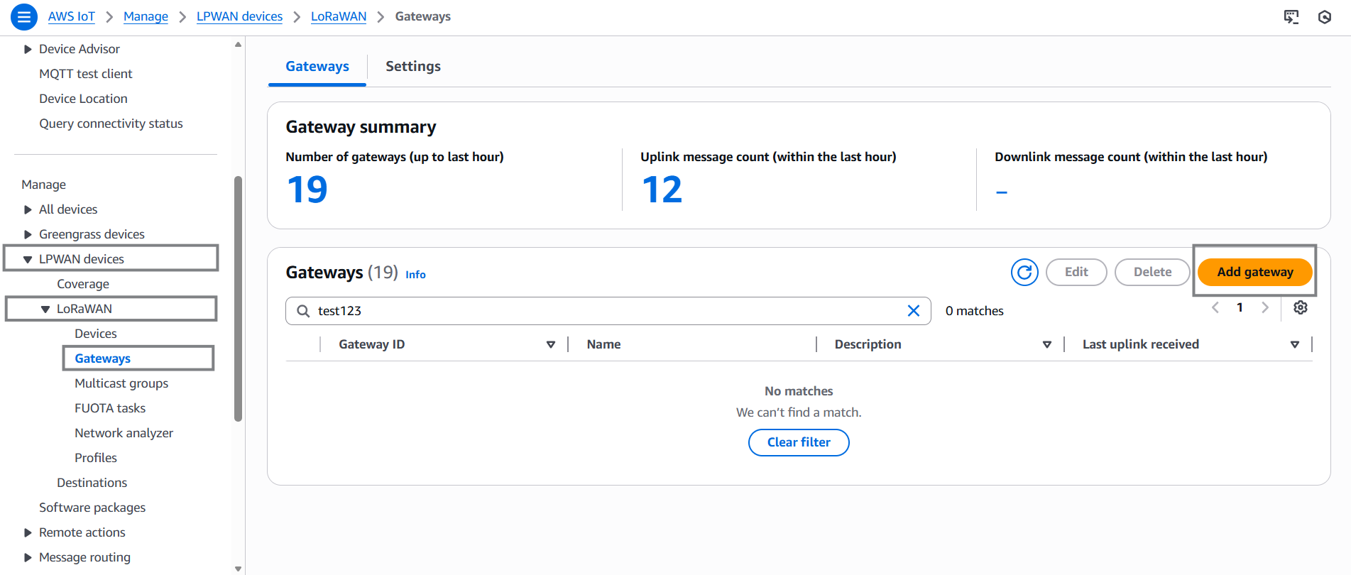 AWS IoT IAM Add Gateway
