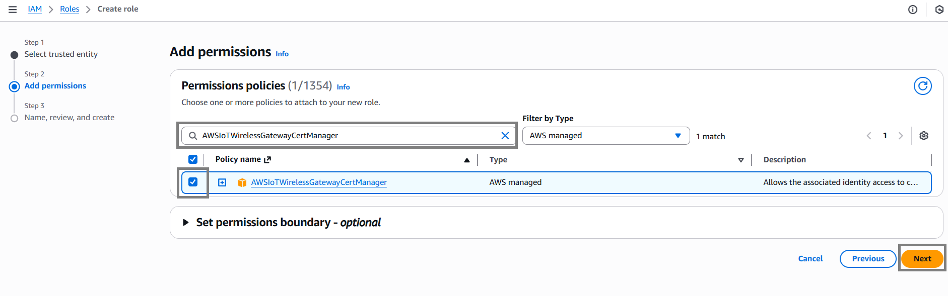 AWS IoT IAM Attach Policy