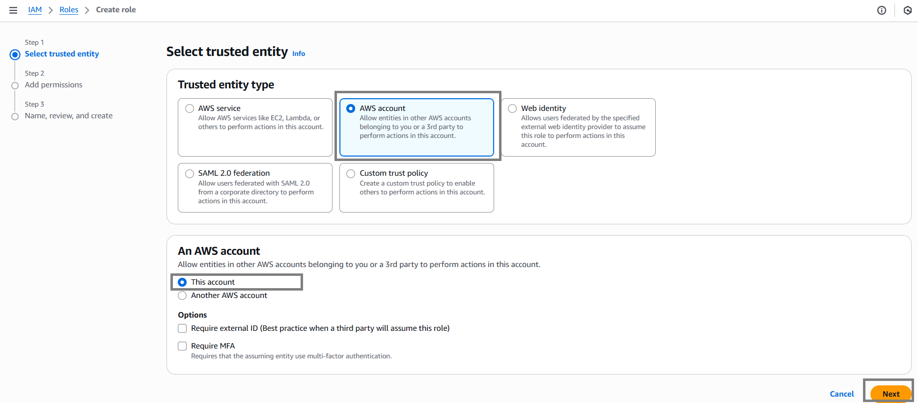 AWS IoT IAM Create Roles Next