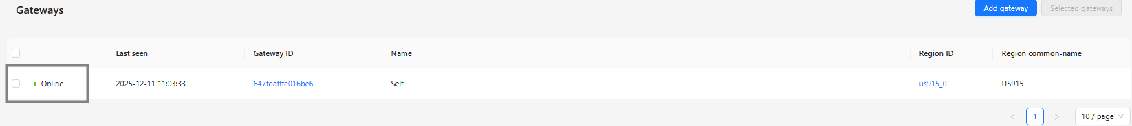 Chirpstack Gateway status