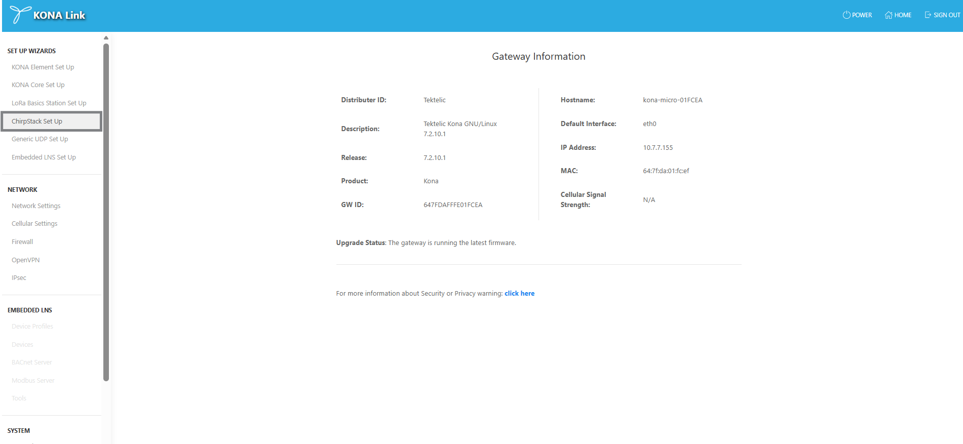 ChirpStack Setup option