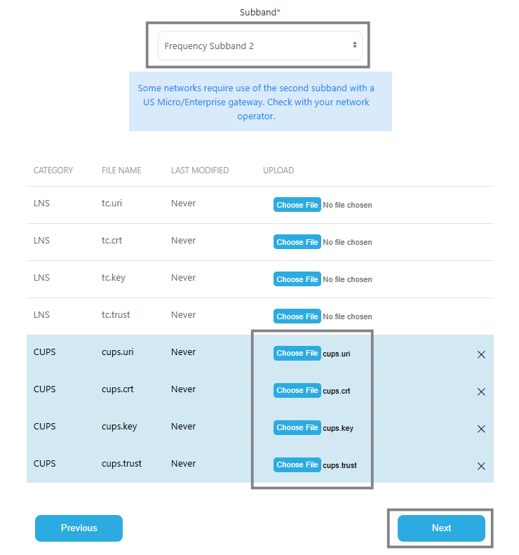 Kona Link LoRa basic station upload files
