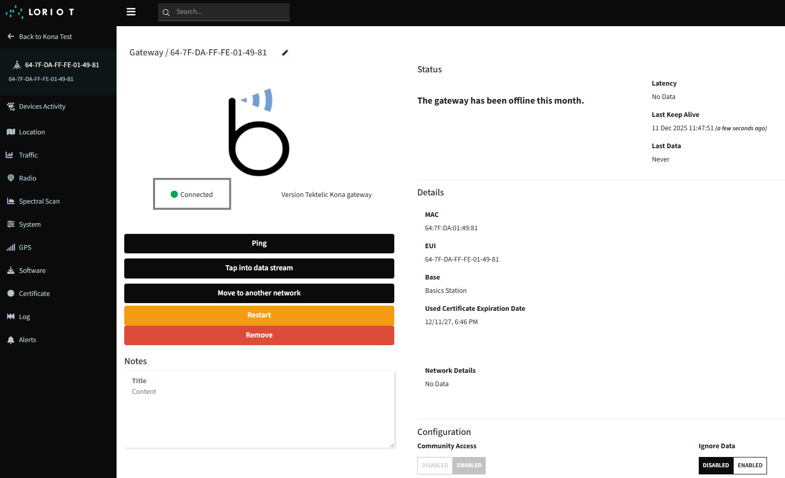 Loriot Gateway online