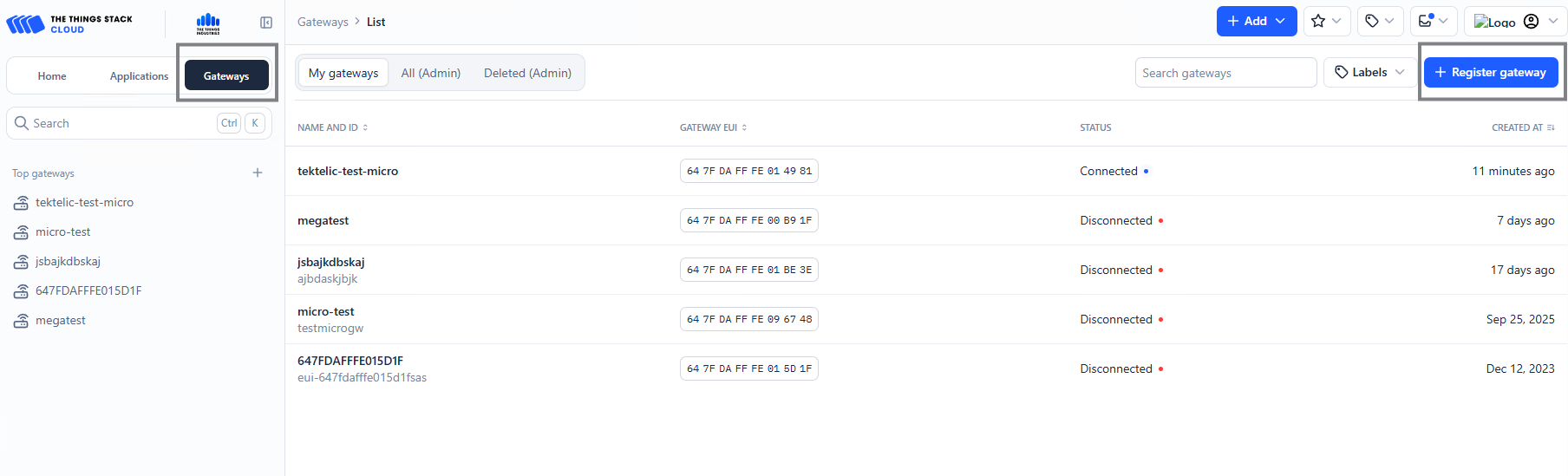 TTN Register Gateway