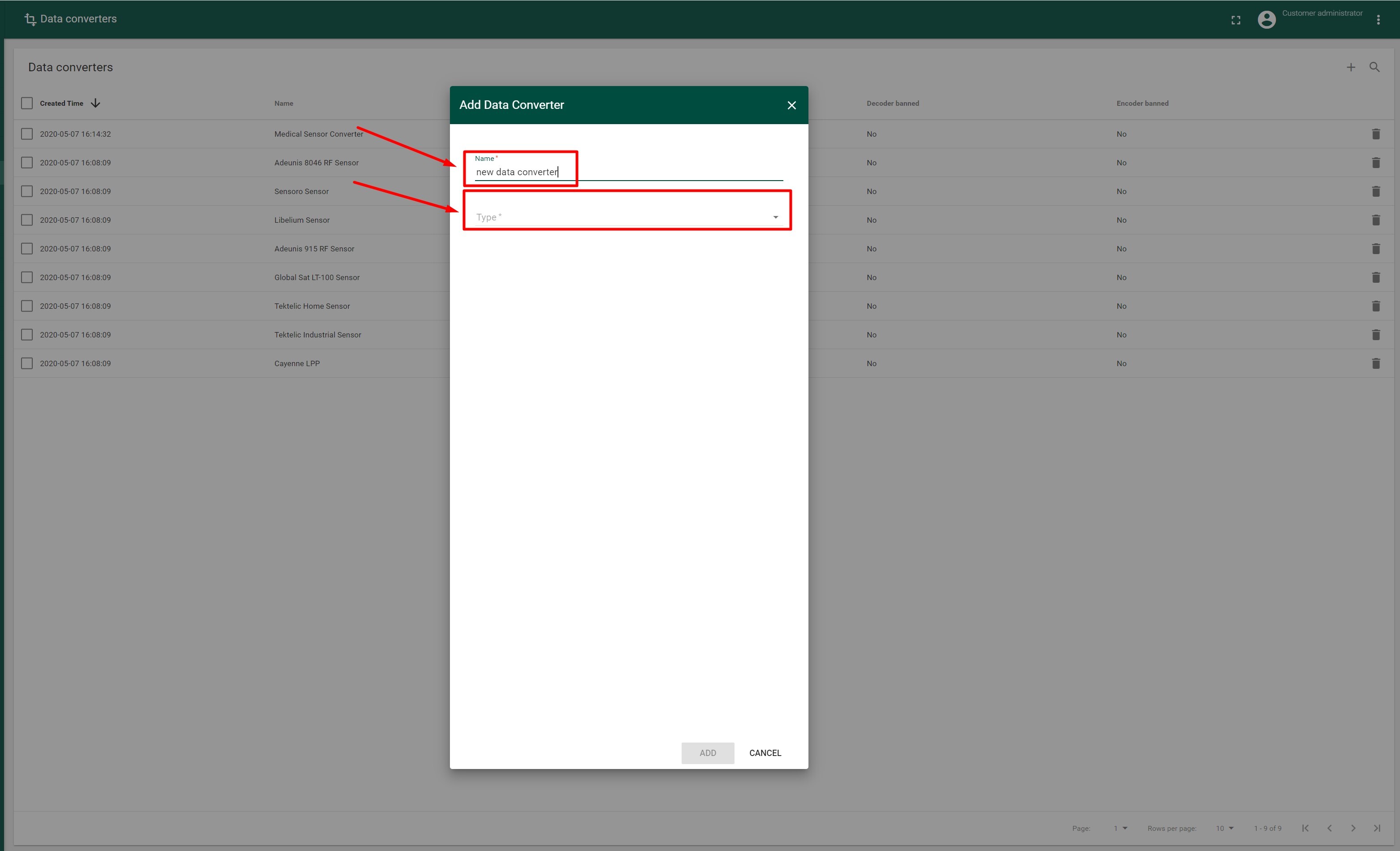 Figure 2. Add Data Converter