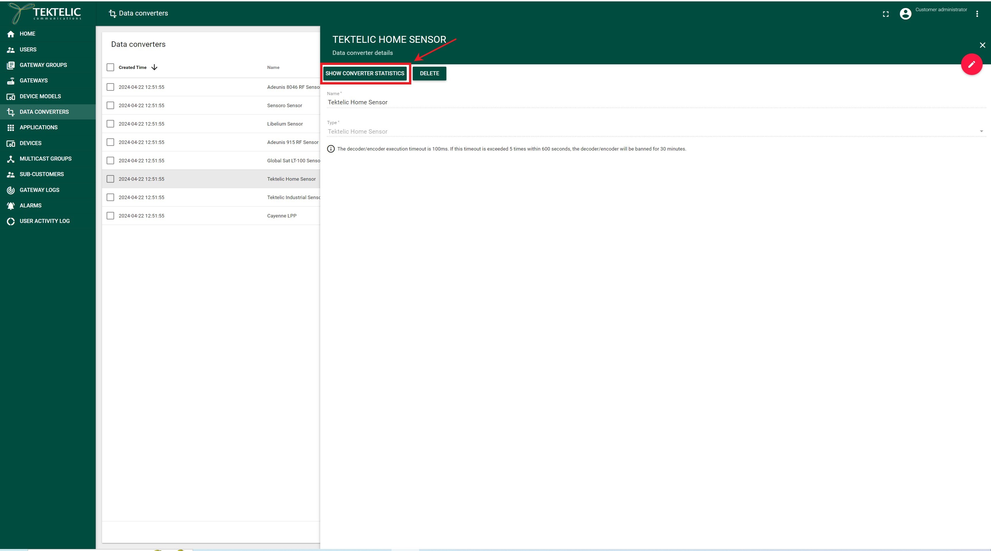 Figure 5. Show Converter Statistic