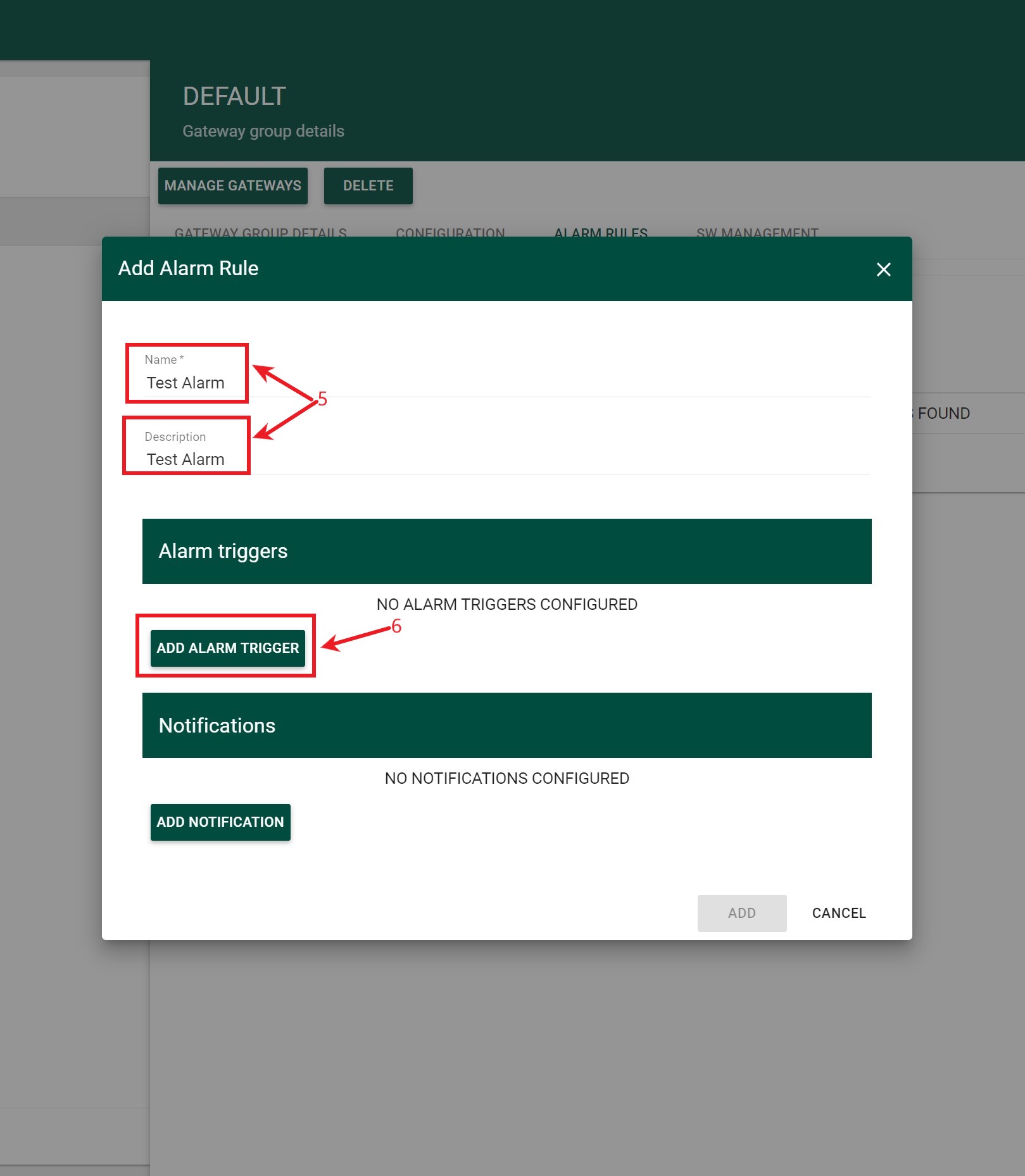 Figure 2. ADD Alarm Trigger